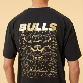 New Era NBA Chicago Bulls Metallic Print T-Shirt ''Black/Gold''